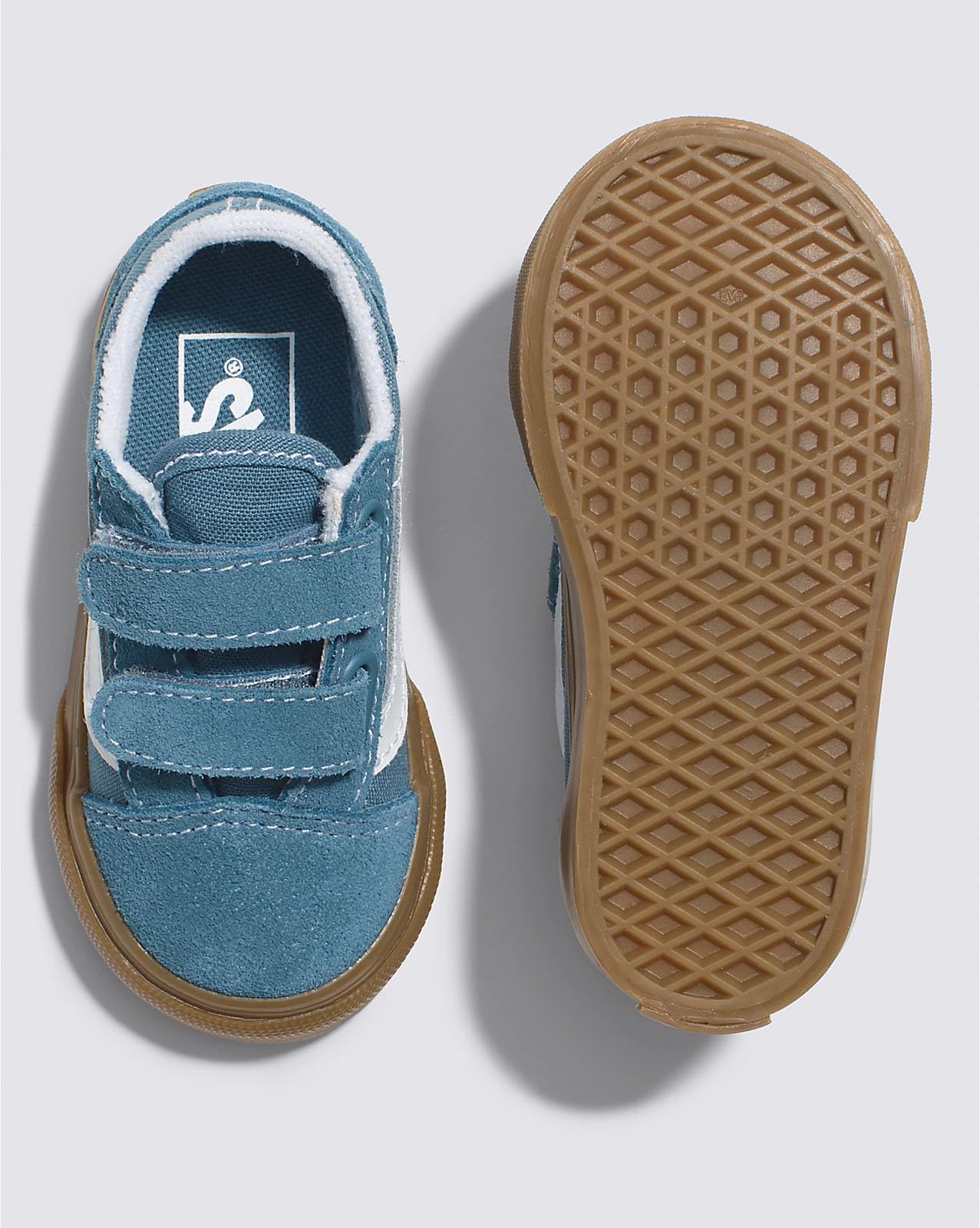 Vans - Toddlers Old Skool V Sneakers with Fastner, Color Blue/True White, Size: 6 M US Toddler