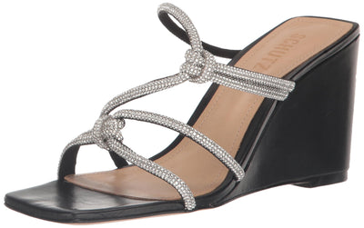 Schutz Women's Lauryn Wedge Sandal, Black, 10.5