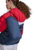 Champion Women's Quilted Coat Packable Puffer Jacket with Hood, Red/Navy Combo