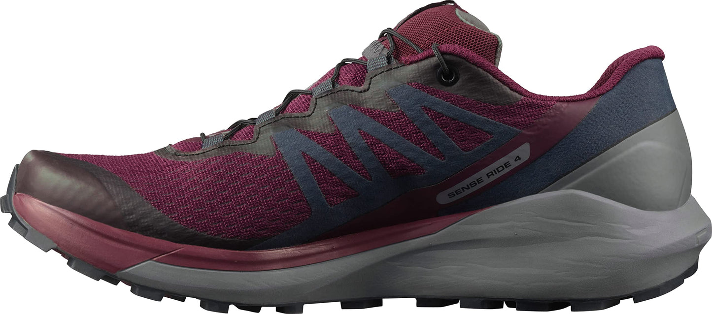 Salomon Women's Sense Ride 4 Running Shoes for Women, Wine Tasting/Quiet Shade/Ebony, 10