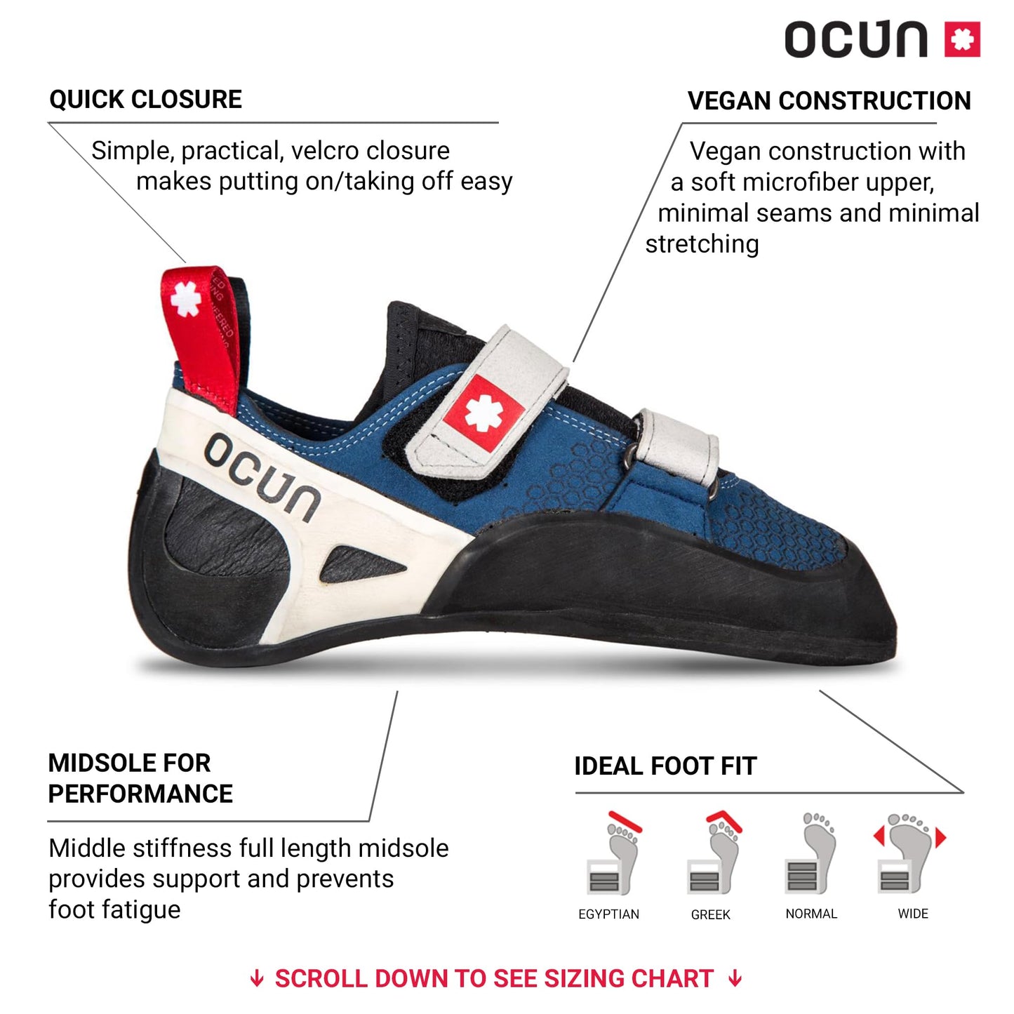 Ocun Advancer QC and Advancer LU Bouldering Shoe I Rock Climbing Shoe for Advanced Climbers, Dark Blue, 8.5
