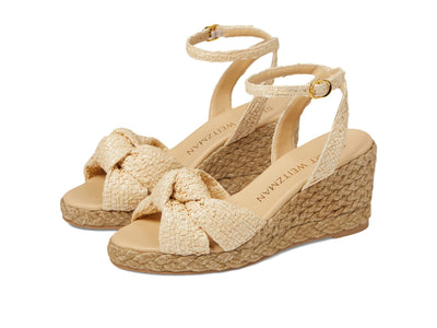 Stuart Weitzman Playa Espadrille Knot Wedge Wheat/Natural 9 B