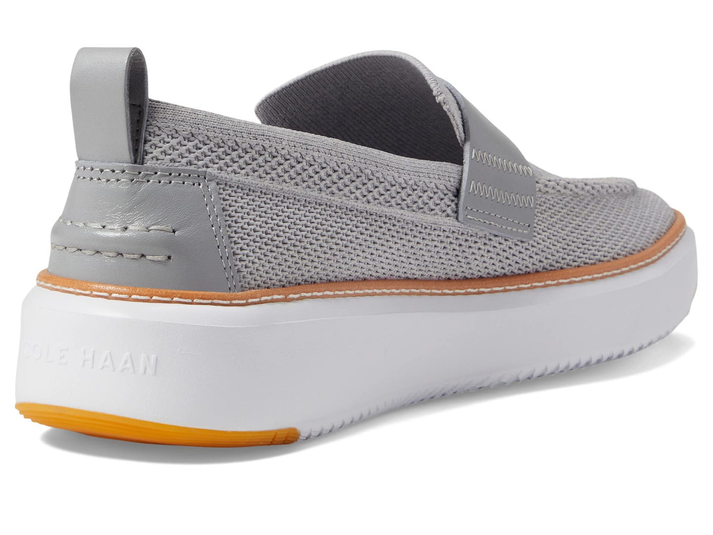 Cole Haan Grandpro Topspin Stitchlite Penny Loafers for Men - Removable Man-Made Insole - Cap Toe Sleet/Optic White 7 D - Medium