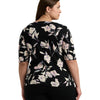 Lauren Ralph Lauren, Womens, Plus-Size Floral Stretch Cotton Boatneck Tee, Black/Cream Multi, 3X
