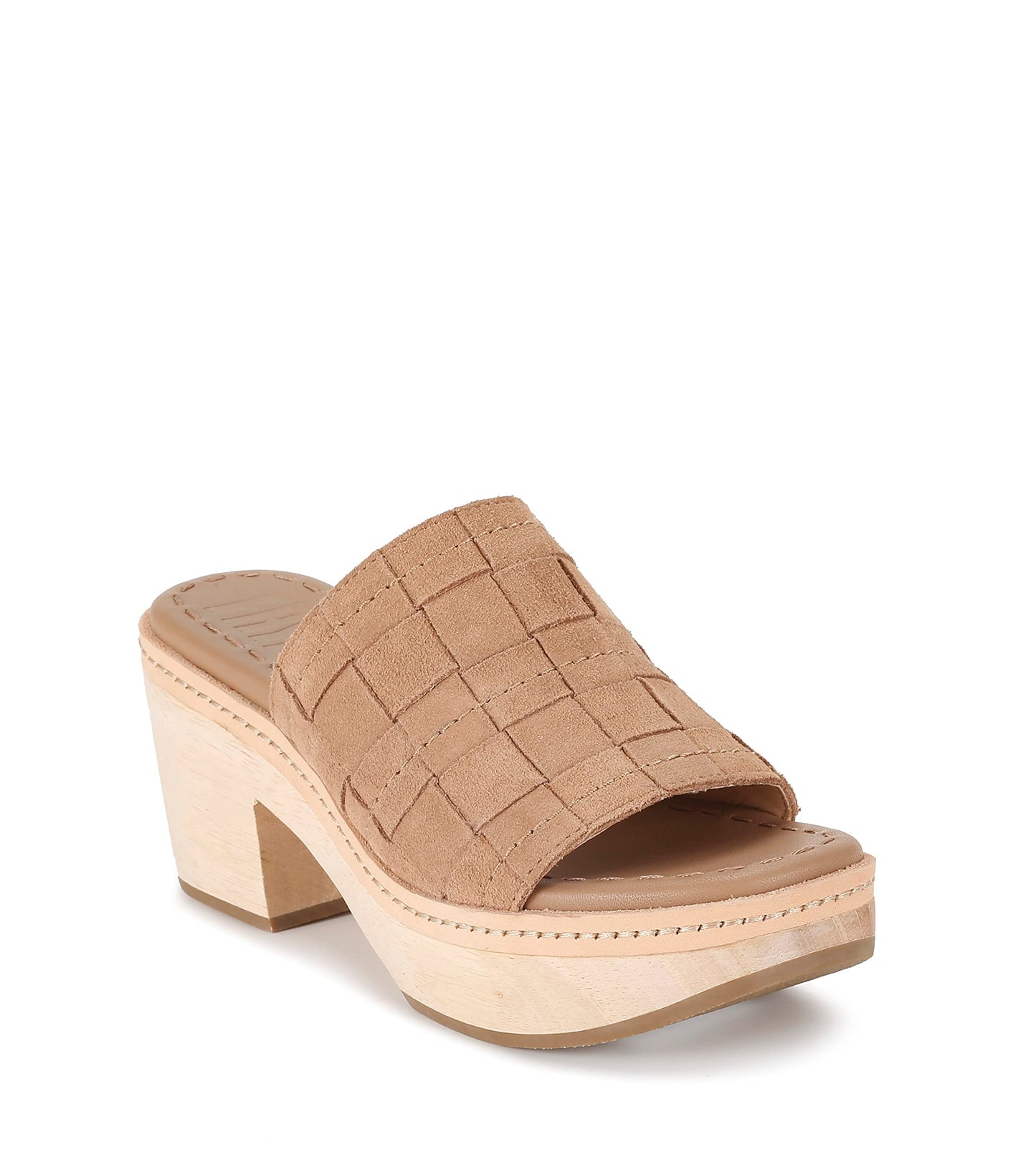 Frye Hazel Woven Slide Women's Platform Sandal - Luxurious Suede & Soft Scrunched Leather, Camel - Silky Suede Leather - 11 M