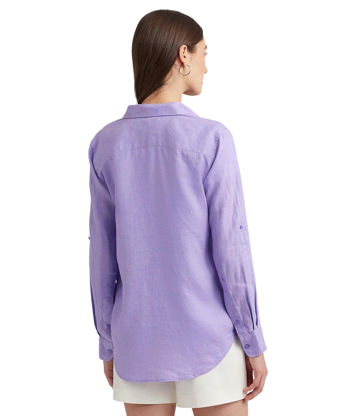 Lauren Ralph Lauren Womens Linen Shirt Wild Lavender XS