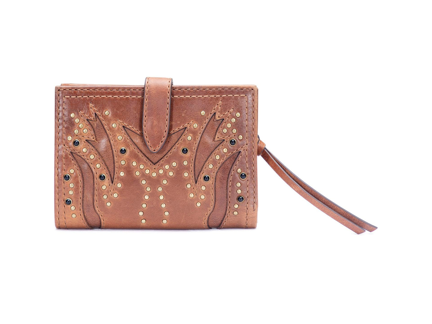 Frye Shelby Studded Small Wallet Cognac One Size