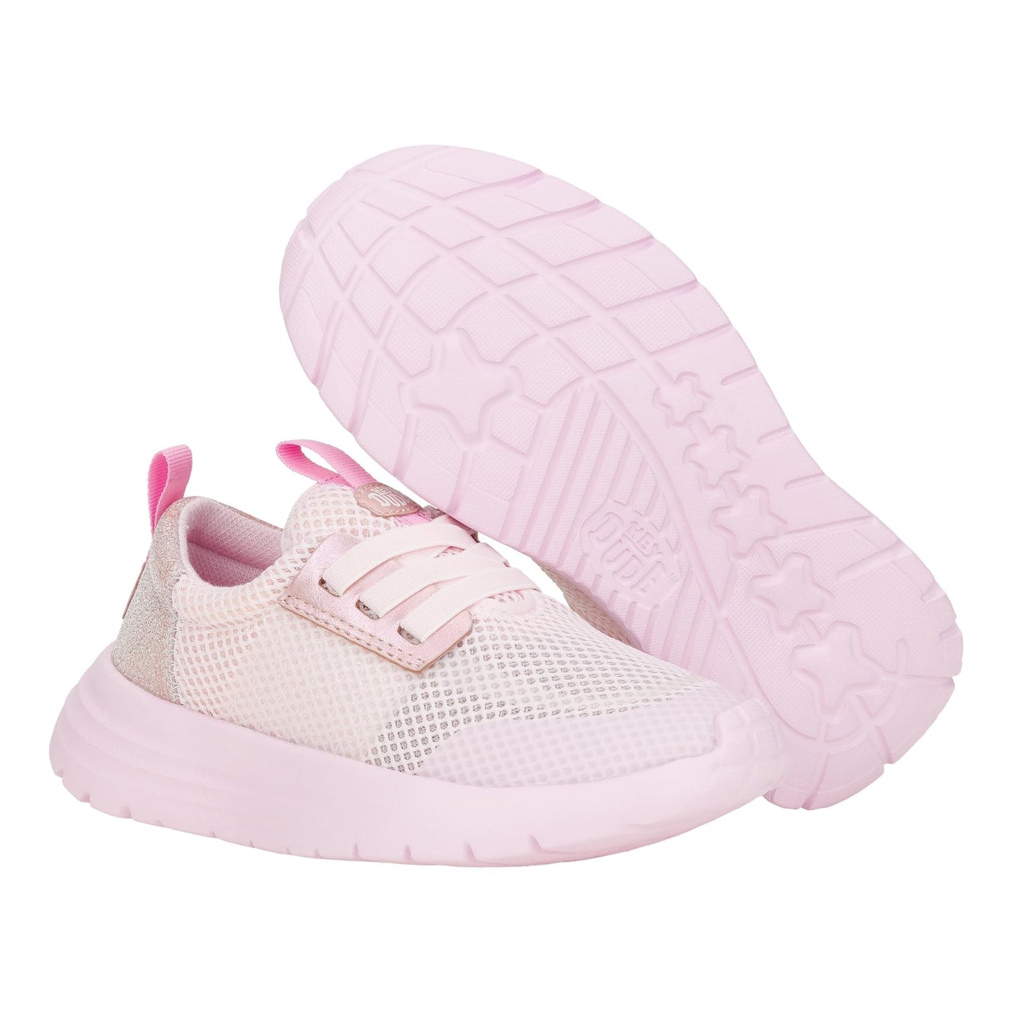 HEYDUDE Women's Kid Sirocco Play Brights (Little Kid/Big Kid), Sparkle Pink, 4 Medium
