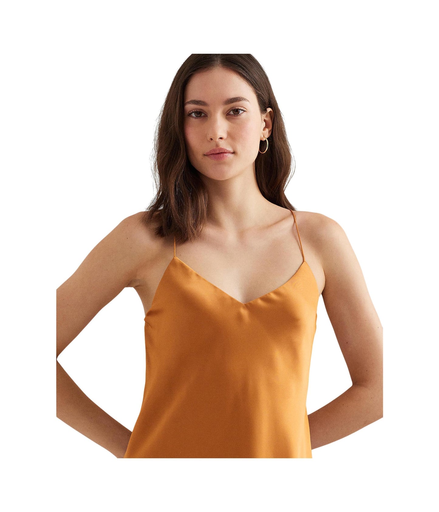 Lauren Ralph Lauren Women's Charmeuse Slip Dress Argan Bronze 10