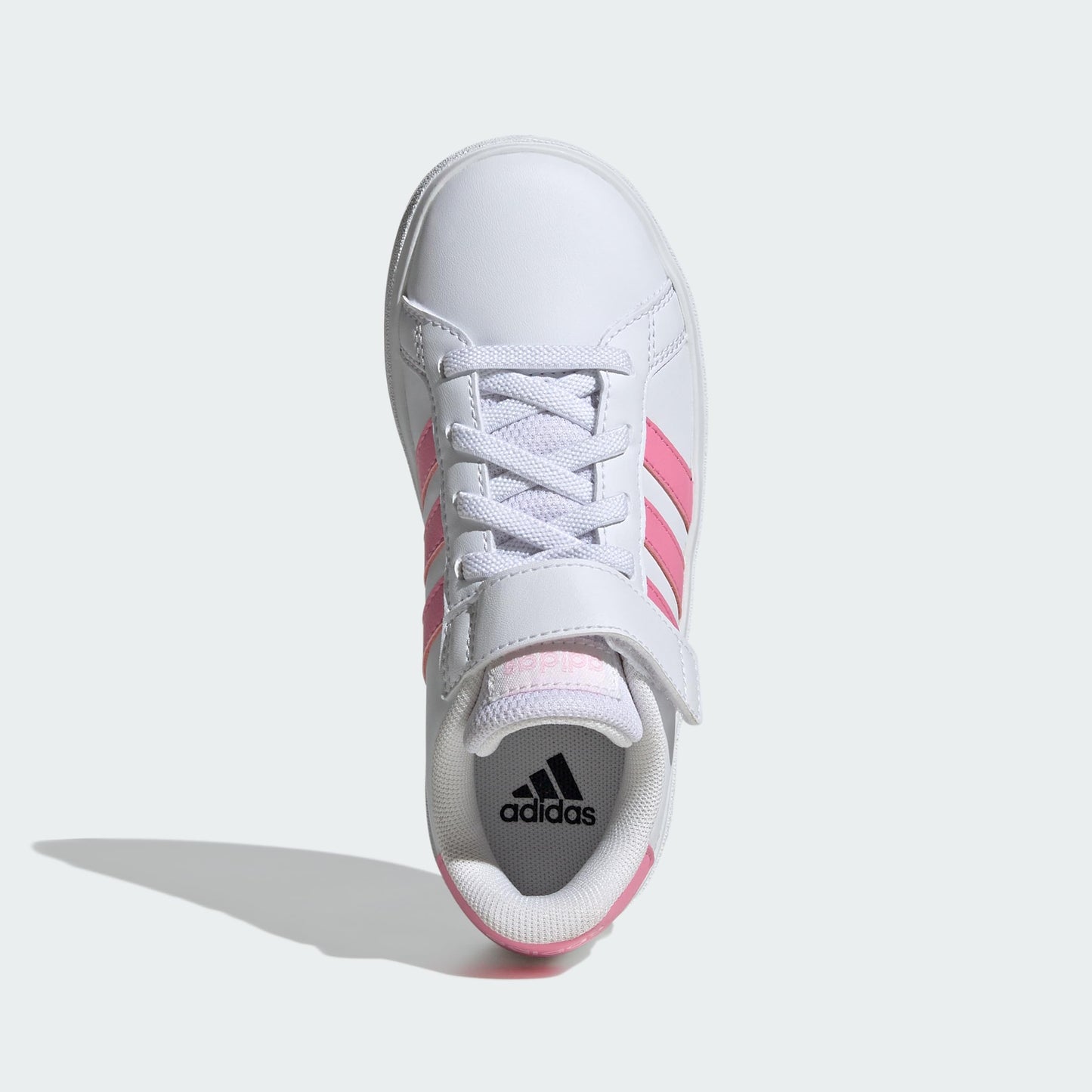 adidas Girl's Grand Court 2.0 Elastic (Little Kid/Big Kid) White/Bliss Pink/Clear Pink 4.5 Big Kid M