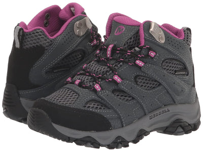 Merrell Unisex Kid's Moab 3 Mid Waterproof Hiking Shoe, Granite/Berry, 3 Wide