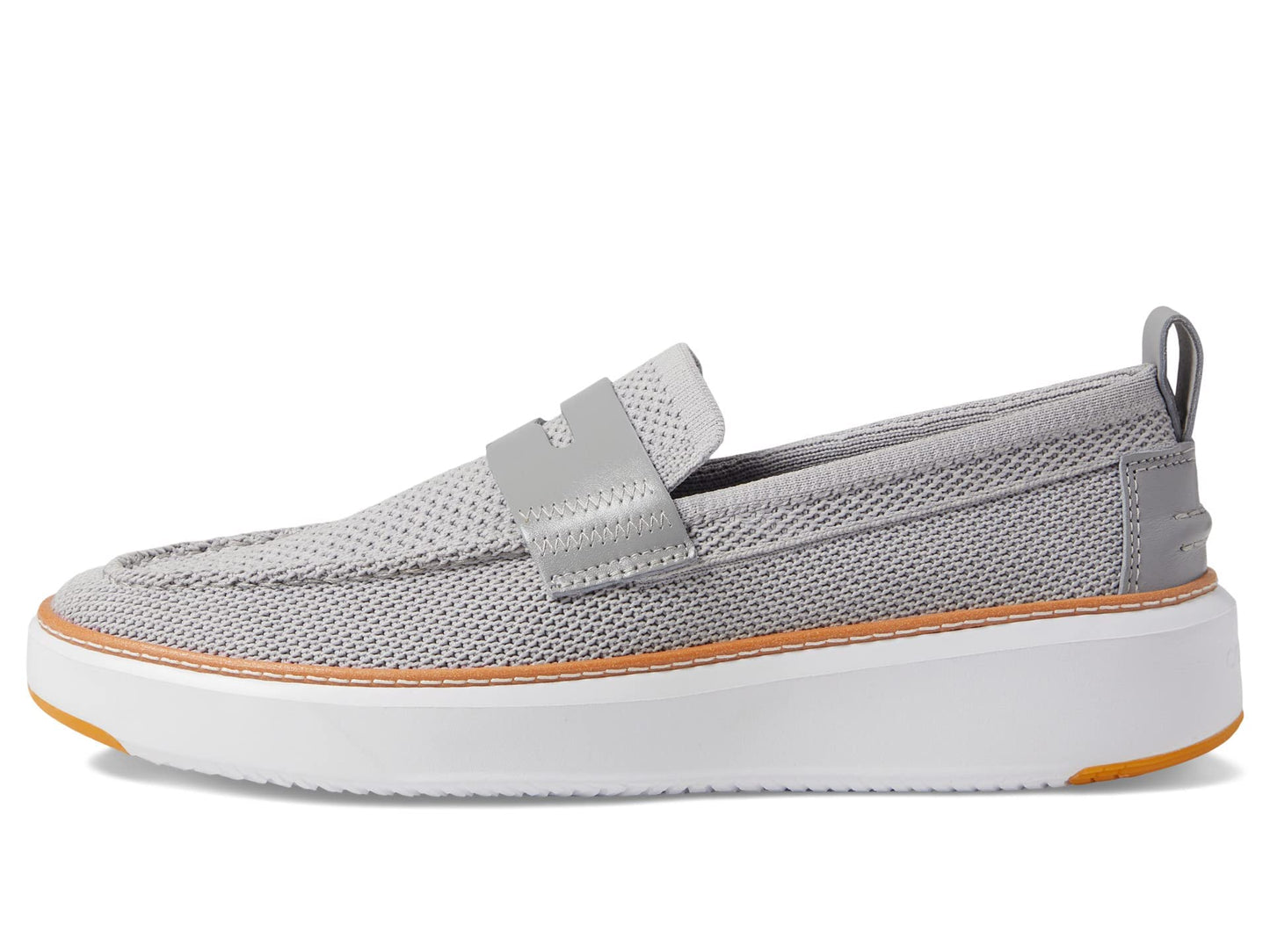 Cole Haan Grandpro Topspin Stitchlite Penny Loafers for Men - Removable Man-Made Insole - Cap Toe Sleet/Optic White 7 D - Medium