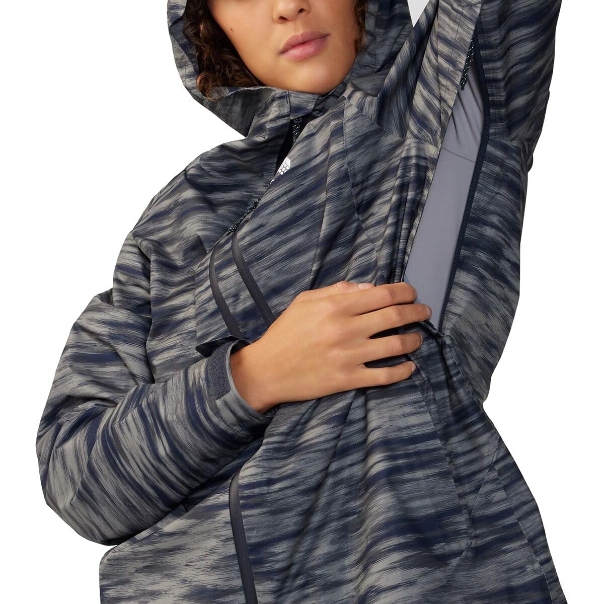 Mountain Hardwear Women's Standard Stretch Ozonic Jacket, Dark Zinc Frequency Print, Medium
