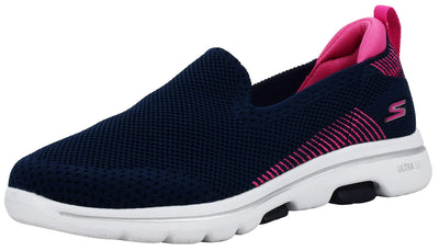 Skechers Women's Go Walk 5-Prized Sneaker, Navy/Pink, 9.5 M US