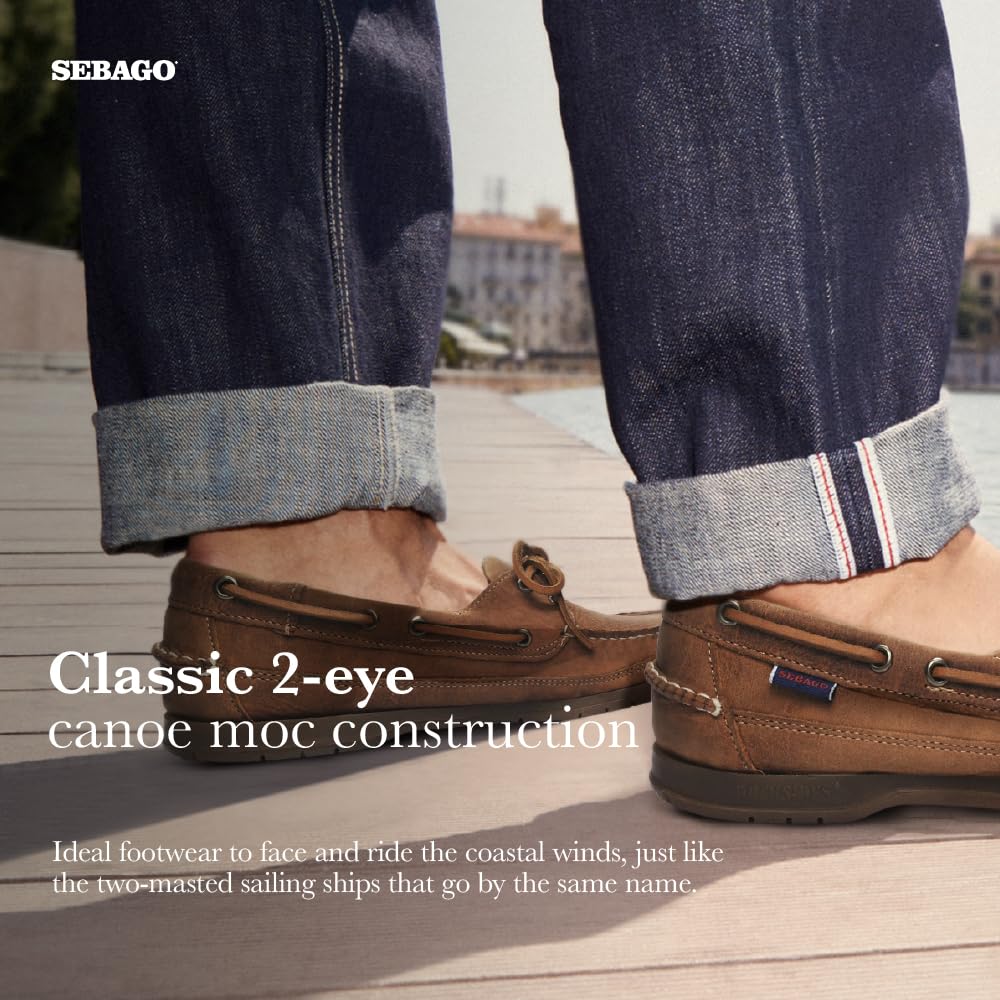 Sebago Schooner Saddler's Leather Boat Shoes - Waterproof Moccasins for Men with Leather Lining and Slip-Resistant Outsoles, Brown Meerkat - 11.5 Regular