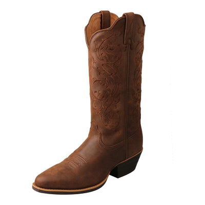 Twisted X Women's 12" Western Boot, Narrow Round Toe, Brown & Brown, 7 B