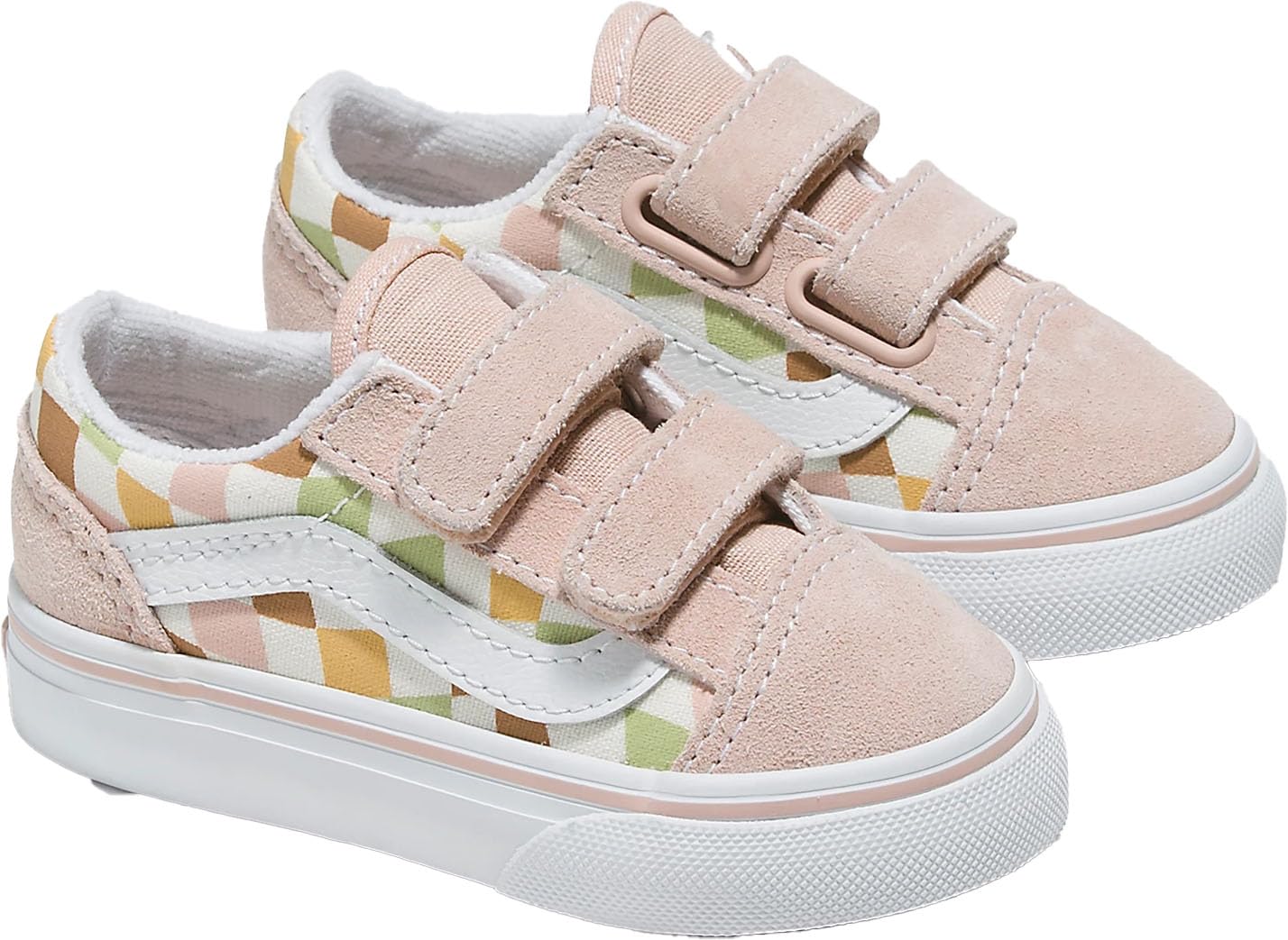 Vans - Toddlers Old Skool V Sneakers with Fastner, Color Pastel Block Multi/True White, Size: 7 M US Toddler