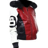 III-Fashions Womens Eight 8 Ball Letterman Bomber Varsity Baseball Fur Hooded Multicolor Geniune Leather Jacket, Multi, 5X-Large