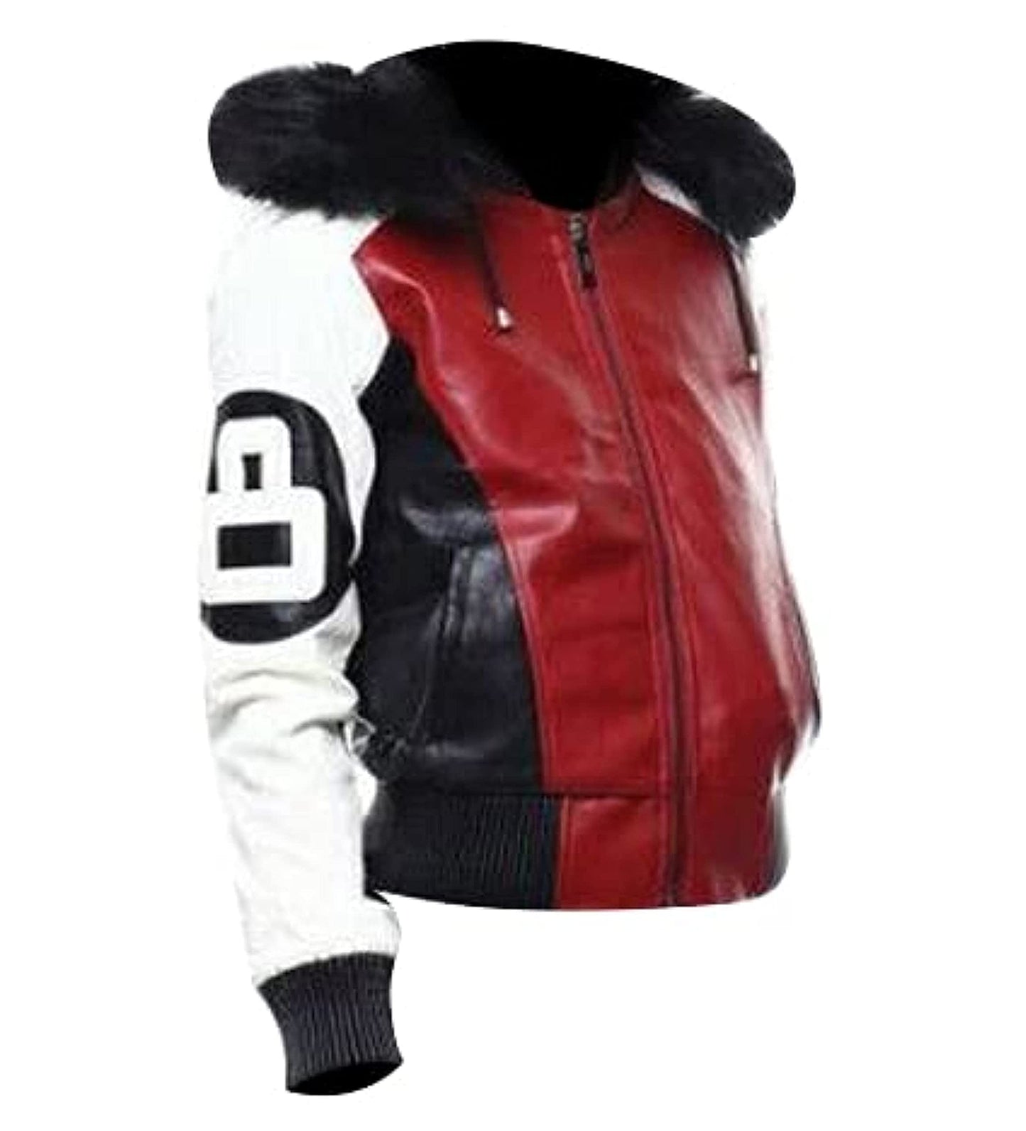 III-Fashions Womens Eight 8 Ball Letterman Bomber Varsity Baseball Fur Hooded Multicolor Geniune Leather Jacket, Multi, 5X-Large