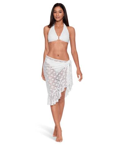 Lauren Ralph Lauren Crochet Ruffle Pareo Cover-Up White SM-MD