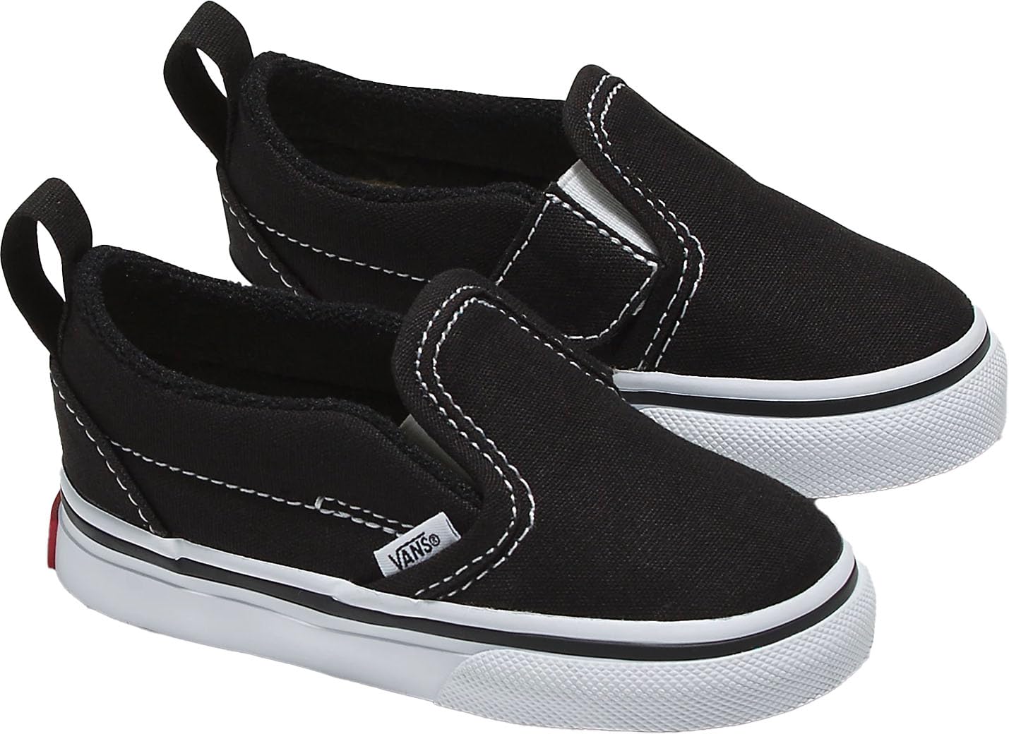 Vans - Toddler Slip-On V Shoes with Fastner, Color (Canvas) Black/True White, Size: 6.5 M US Toddler