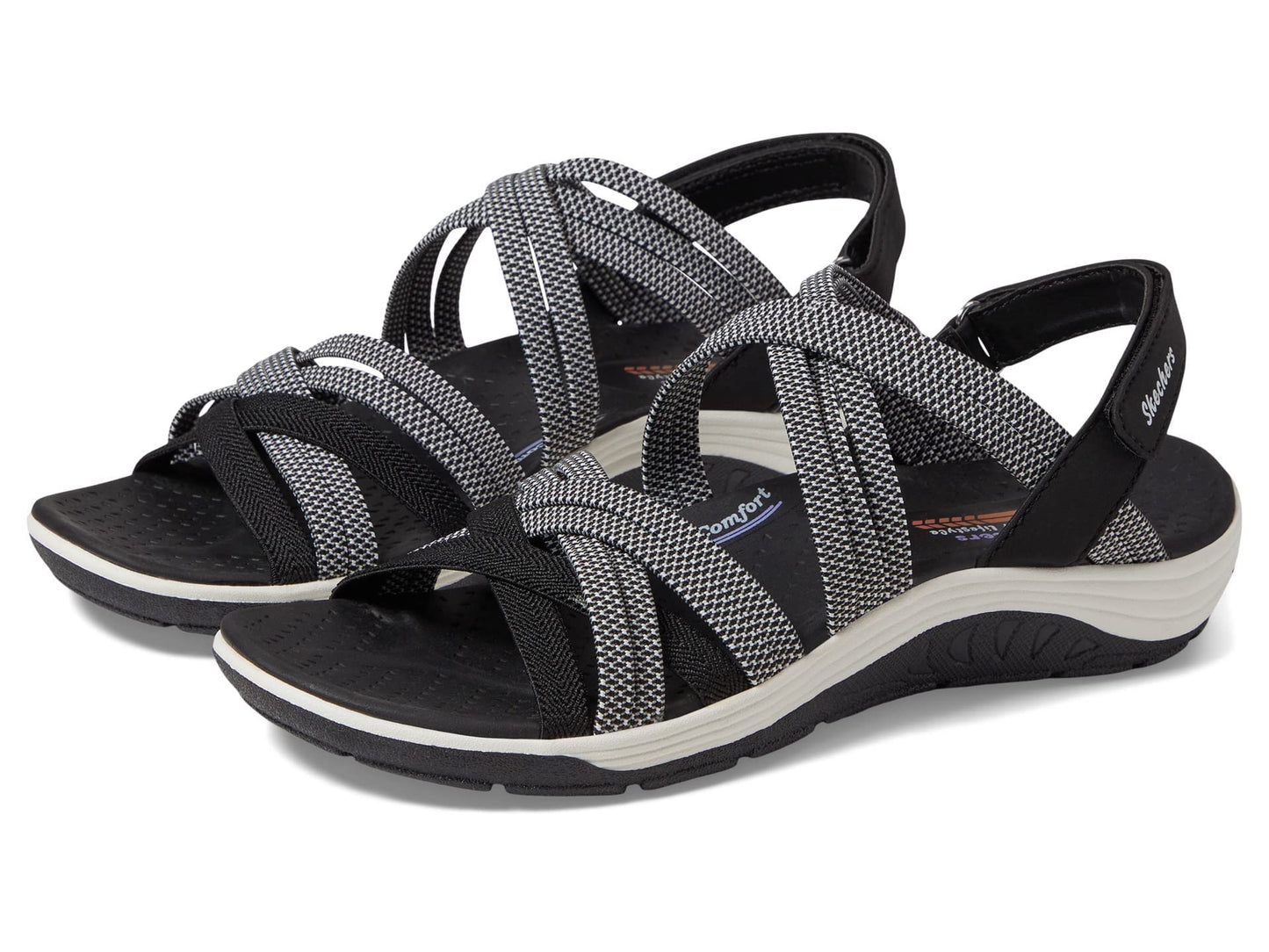 Skechers USA Reggae Cup-Smitten By You Women's Sandal, 8 B(M) US, Black-White