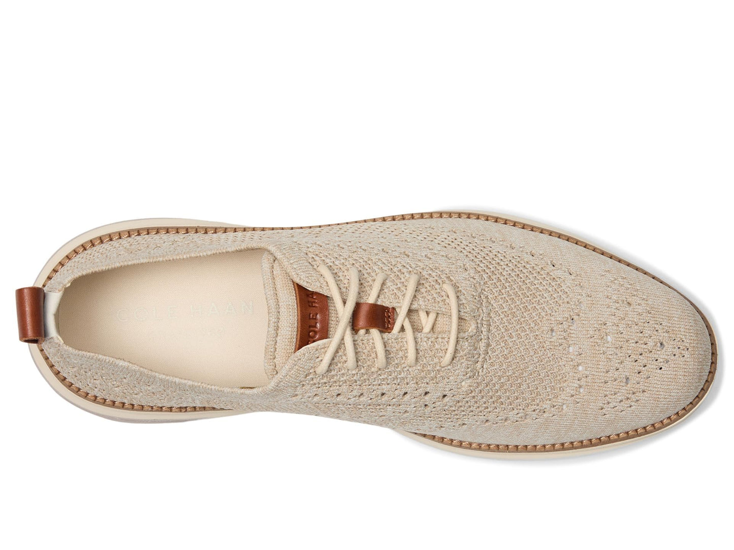 Cole Haan Men's Grand Hurrion Stitchlite Wingtip Oxfords, Birch/Light Sesame/Ivory, 11-M US