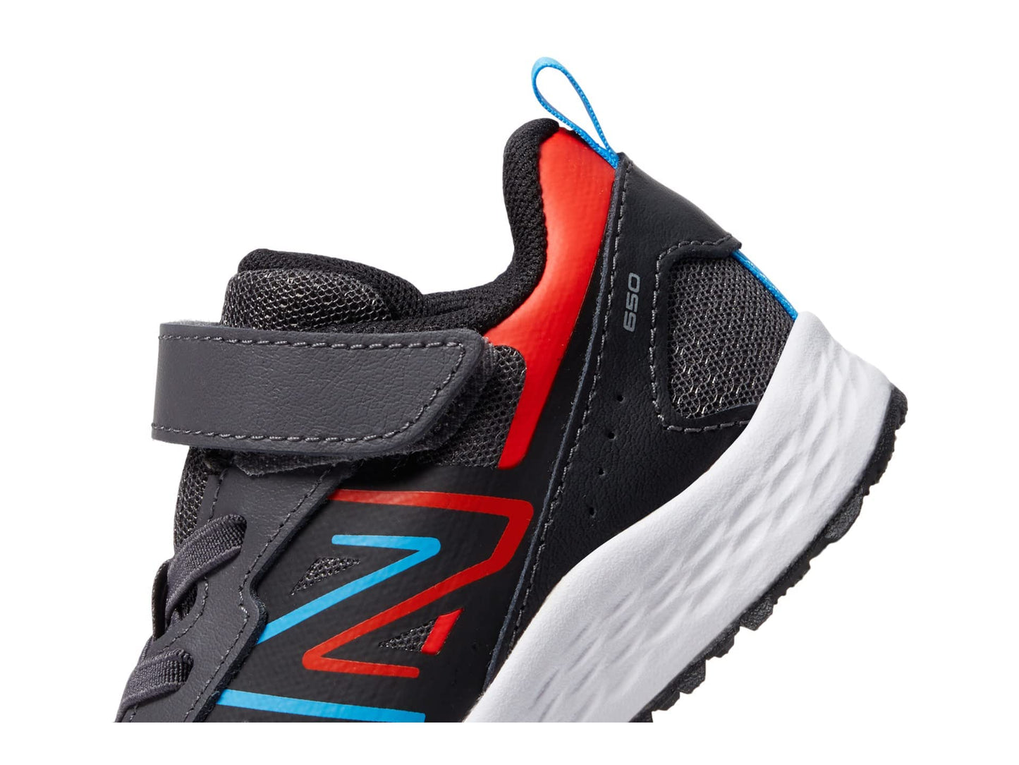 New Balance Boy's Fresh Foam 650 V1 Hook & Loop Running Shoe, Magnet/Neo Flame/Vibrant Sky, 6.5 Big Kid