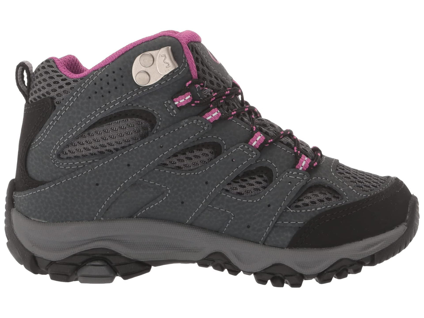 Merrell Unisex Kid's Moab 3 Mid Waterproof Hiking Shoe, Granite/Berry, 3 Wide