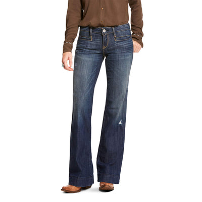 ARIAT Womens Trouser Mid Rise Stretch Lucy Wide Leg Jeans, Pacific, 18 Plus Long