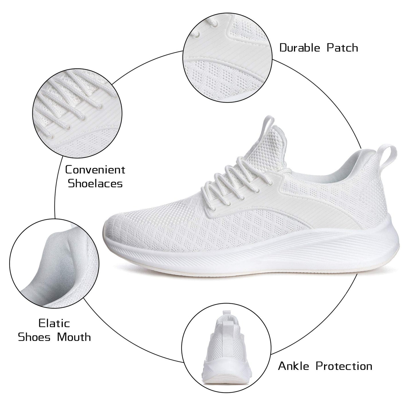 Mens Sneakers White Shoes for Men - Slip Resistant Trail Running Athletic Tennis Workout Gym Shoes Altra Light Breathable Mesh Casual Walking Shoes Size 10