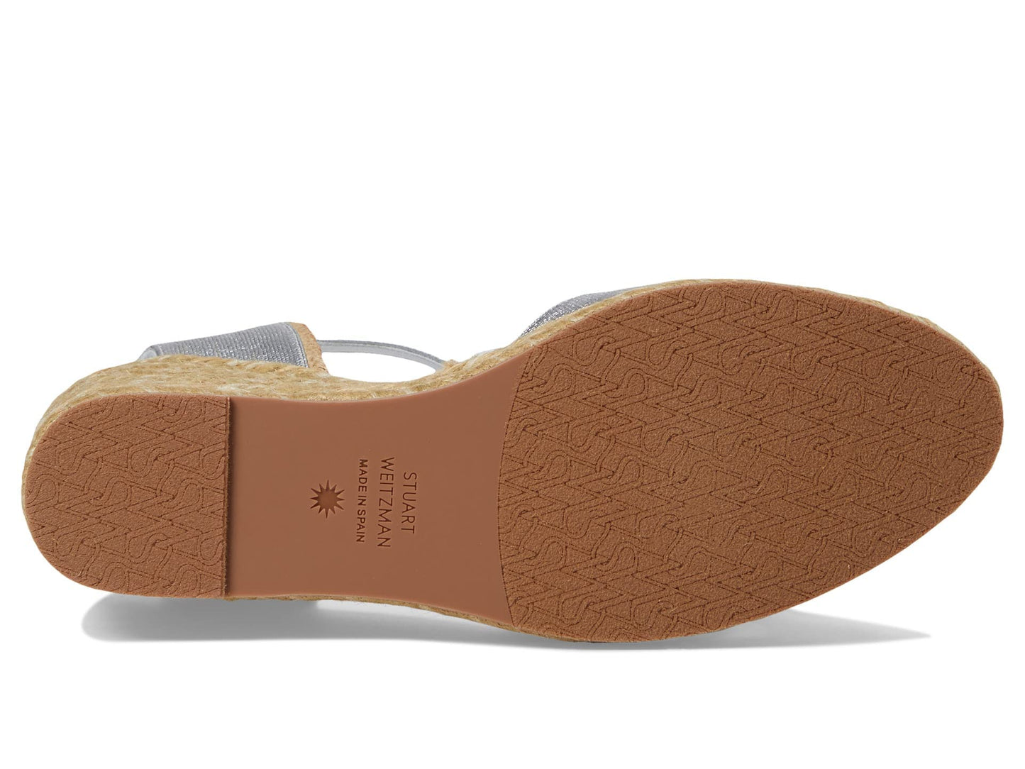 Stuart Weitzman Mirela II Espadrille Wedge Silver/Natural 7 B