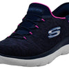 Skechers Women's Hands Free Slip-Ins Summits Dazzling Haze Sneaker, Navy/Hot Pink, 7 M US