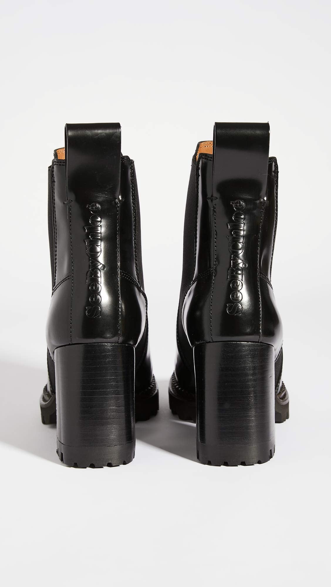SEE BY Chloé Women's Mallory Lug Sole Boots, Nero, Black, 8.5 Medium US