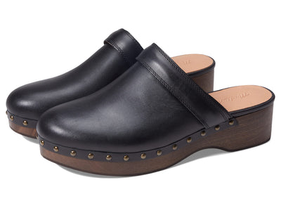 Madewell The Cecily Clog in Oiled Leather Clogs for Women - Slip-On Style Closure, and Round Toe Silhouette True Black 7 M