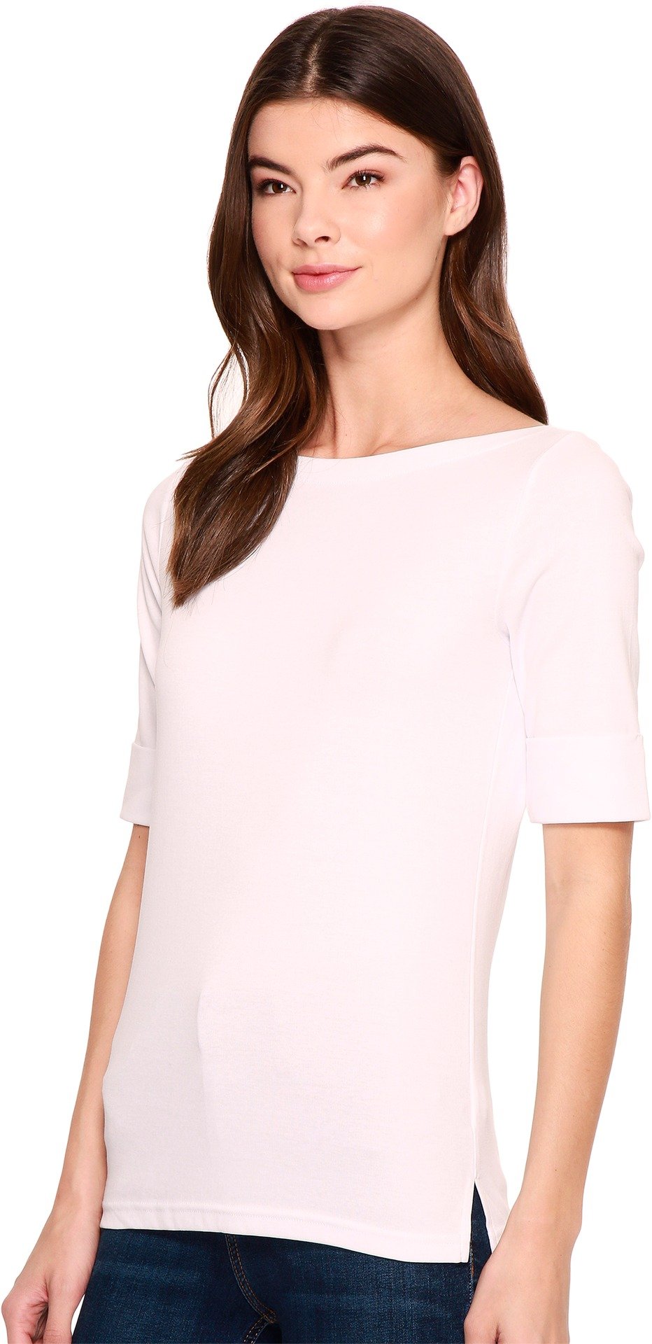Lauren Ralph Lauren Stretch Cotton Boatneck Top White MD