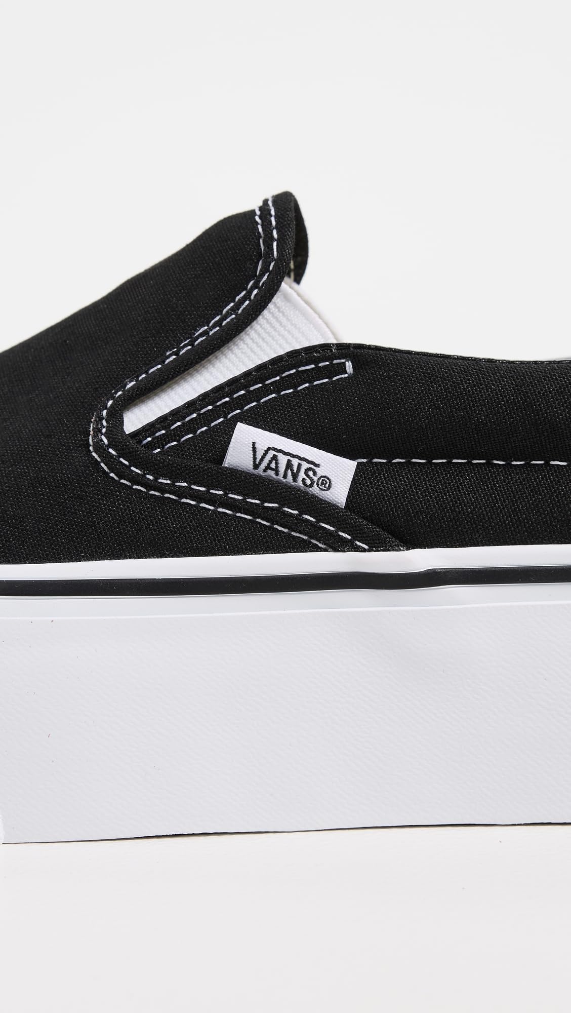 Vans UA Classic Slip-On Stackform Sneakers, Black/True White, 10 US Women/8.5 US Men