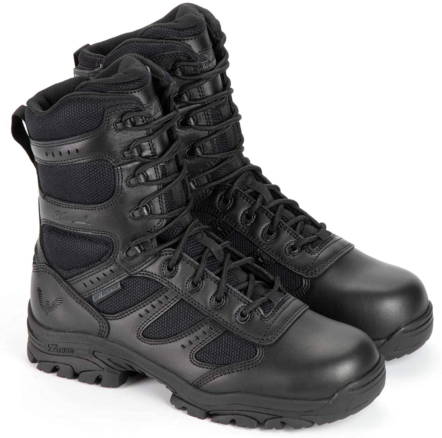 Thorogood Unisex Deuce 8" Waterproof Side-Zip Black Tactical Boots with Composite Safety Toe, Full-Grain Leather, and Slip-Resistant Outsole, BBP Rated, Black - 8.5 M