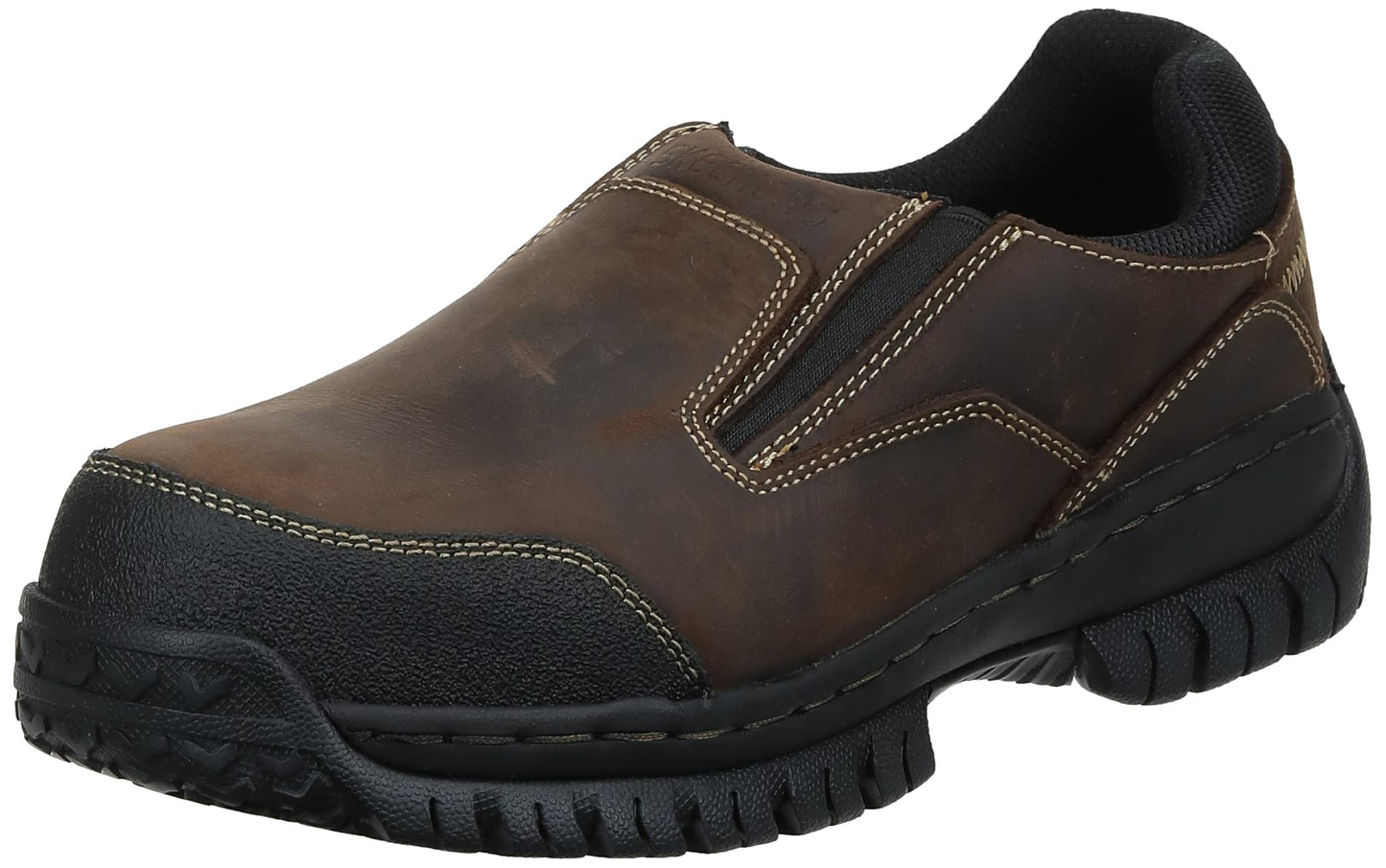 Skechers Work Relaxed Fit Hartan ST Mens Steel Toe Slip On Loafers Dark Brown 11.5 W