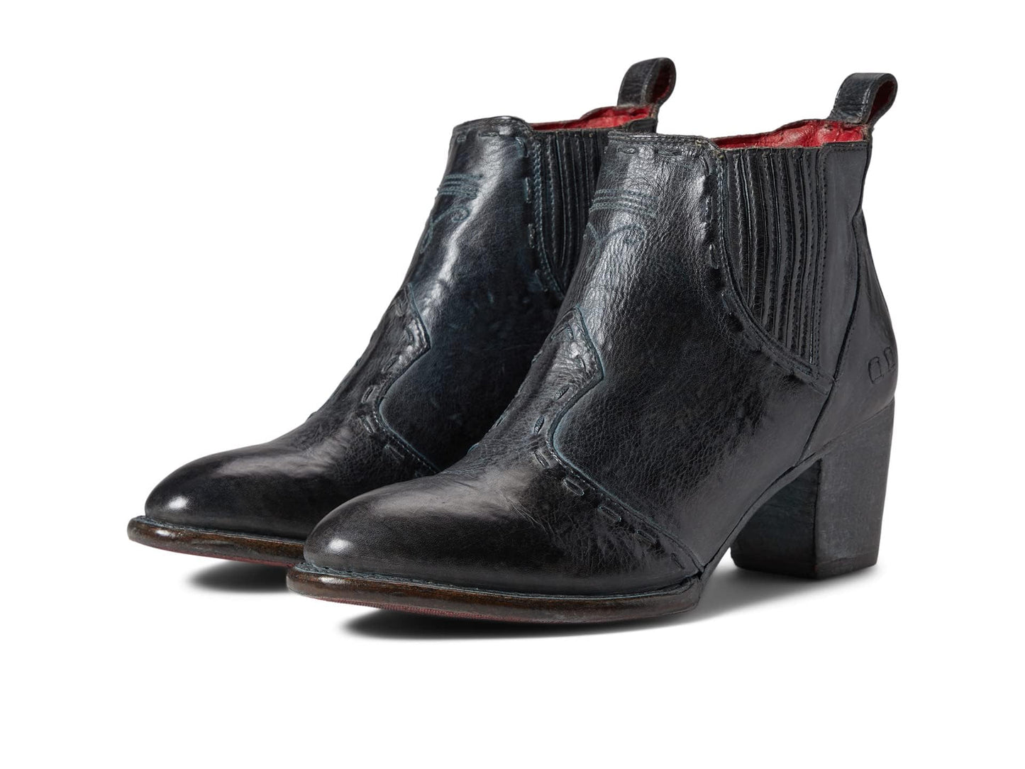 Bed|Stu Brie II - Boots for Women - Tanned Leather Upper - Padded Leather Insole - Rubber Outsole - Block Heel Black Rustic Tremolo Oxidized BFS 8 M