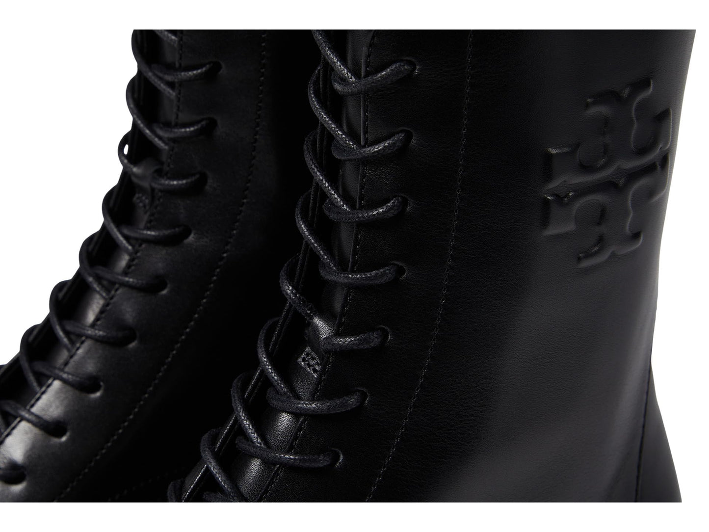 Tory Burch Women's Double T Combat Boot, Perfect Black, 8.5