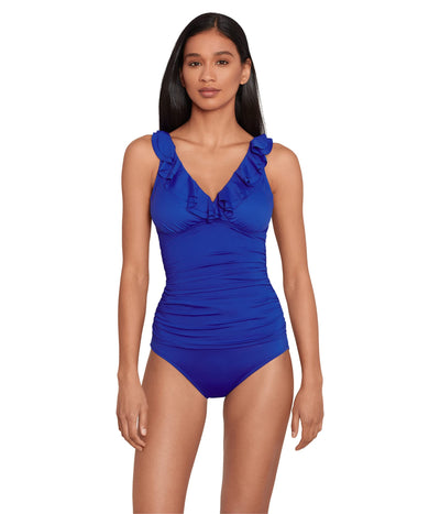 Lauren Ralph Lauren Beach Club Solids Ruffle Underwire Tankini Royal 6