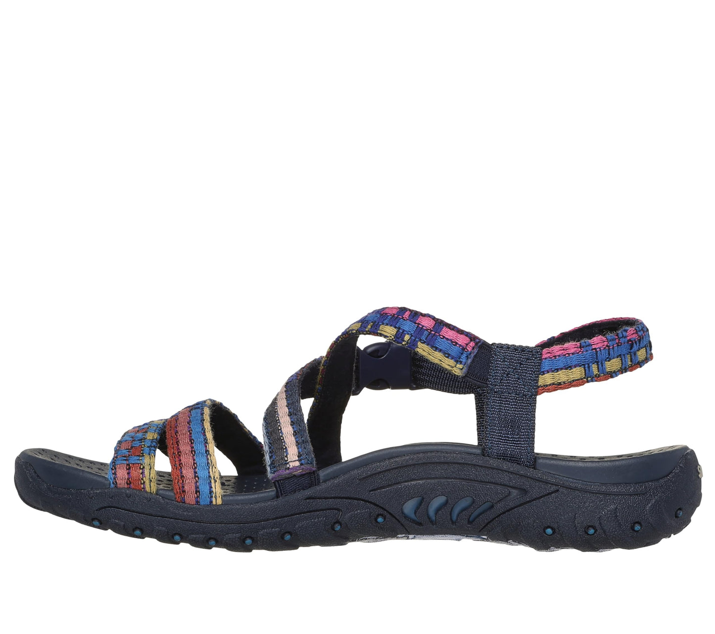 Skechers Women's Reggae-Sew Me-Boho Woven Strappy Slingback Sandal, Navy Multi, 9.5