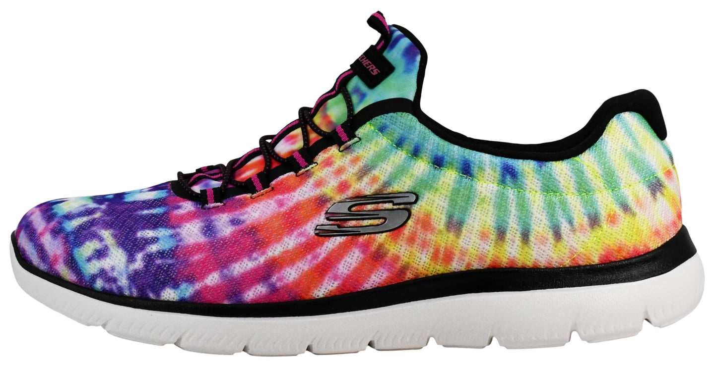 Skechers Women's Summits - Looking Groovy Sneakers, Black/White Multi, 11 W US