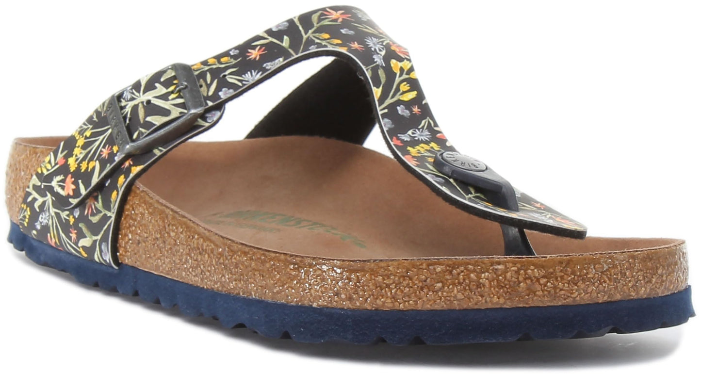 Birkenstock Women's Gizeh Sandal, Watercolor Flower Navy Veg, 7.5 UK