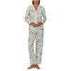 Lauren Ralph Lauren Womens Long Sleeve Woven Notch Collar Pajama Set Mint Floral M
