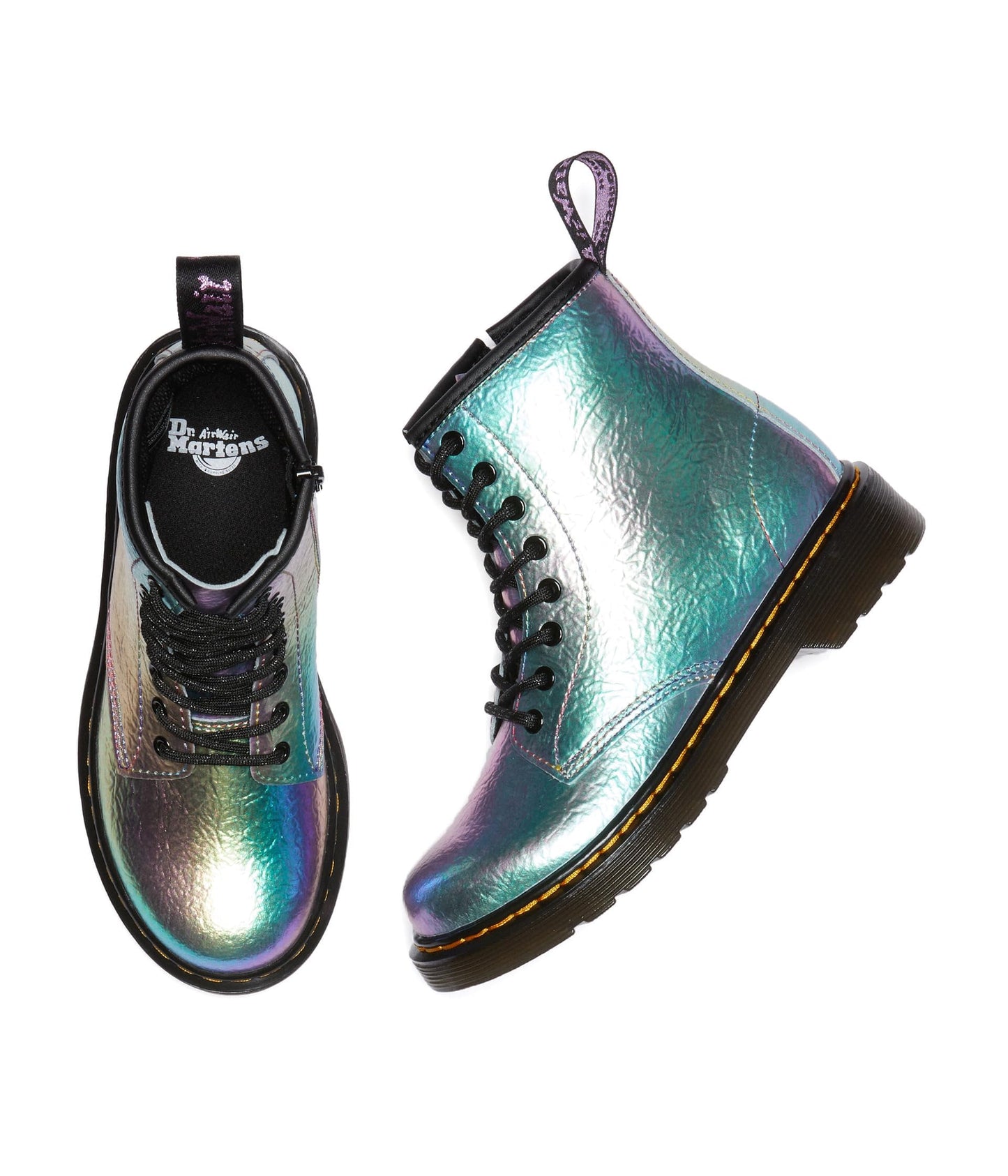 Dr. Martens Kid's Collection 1460 (Little Kid/Big Kid) - Boots for Kids Leather Construction Rainbow Crinkle 2 UK (US 3 Little Kid) M