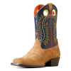 ARIAT Unisex-Kids Derby Monroe Western Boot - Terracotta Roughout/Royal Gold Metallic, 11 Medium