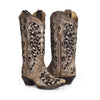 Corral Boots Women's Black Floral Western Boots | Snip Toe Cowboy Boots with Glitter Inlay, Crystal and Stud Embellishments