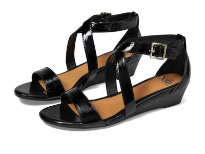 Sofft Womens Innis Black Crinkle Patent 8.5 M (B)